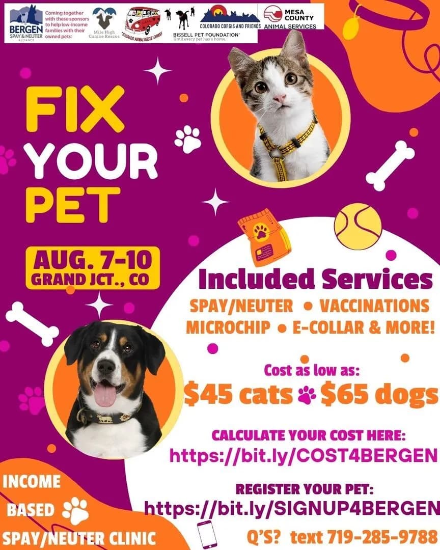 Low-cost community spay & neuter clinic Aug. 7-10