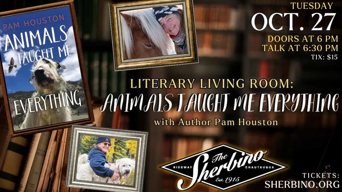 Sherb Literary Living Room Featuring Pam Houston With Her New Book: “Animals Taught Me Everything”