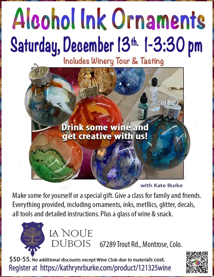 🍷 Make Alcohol Ink Ornaments At LaNoue DuBois Winery