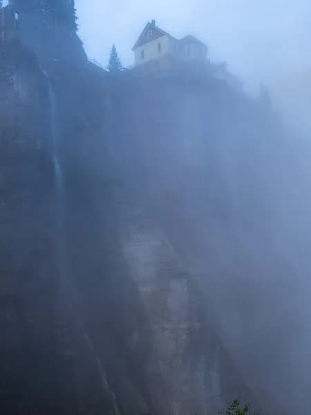 Bridal Veil Falls And Powerhouse Through The Fog