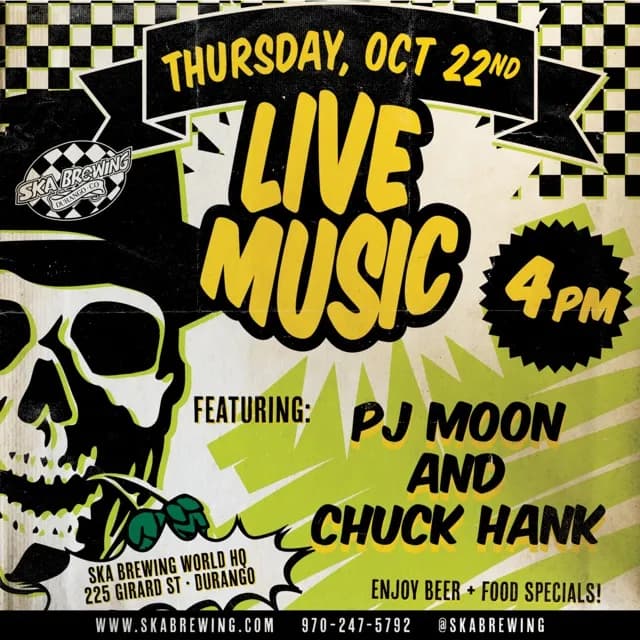 Live Music w/ PJ Moon & Chuck Hank @ Ska Brewing