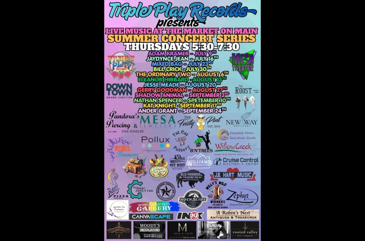 Live Music at Market on Main; Summer Concert Series at Triple Play Records