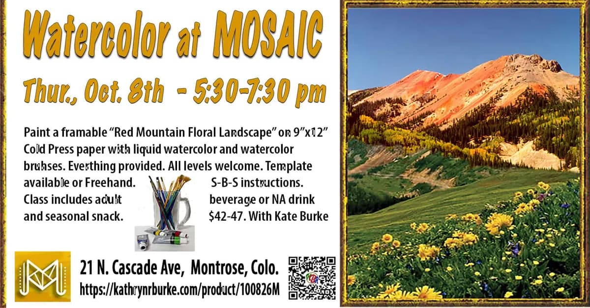 Watercolor Paint With Kate At Mosaic